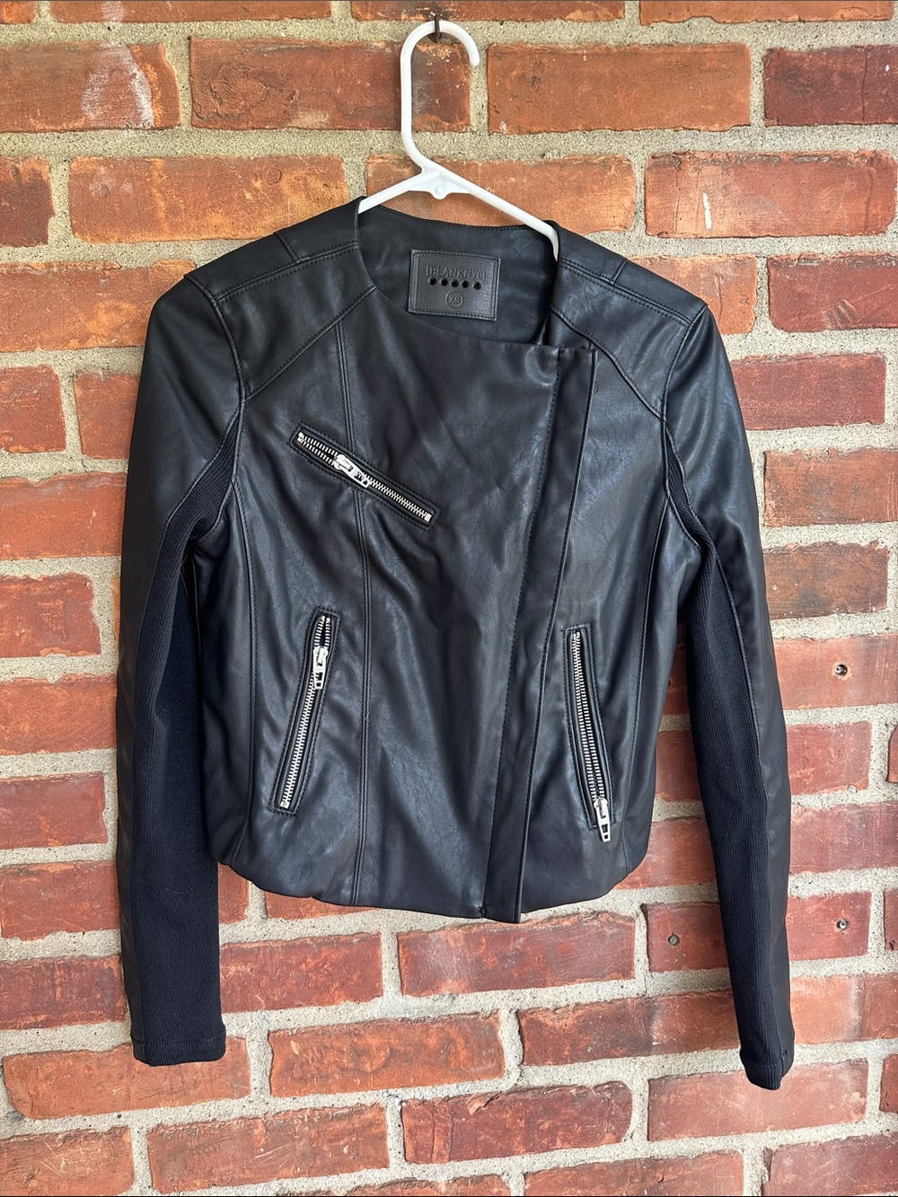 Blank NYC Faux Leather Motorcycle Moto Jacket XS EUC